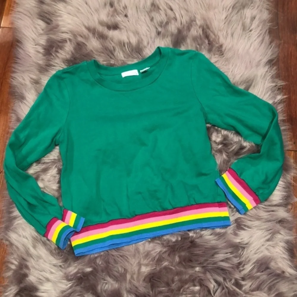 Full tilt girls green rainbow sweatshirt